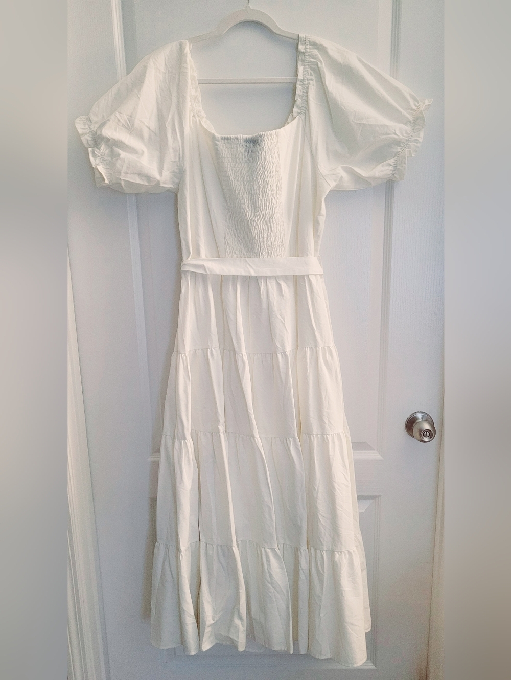 City Chic- CCX White Off-Shoulder Tiered Maxi with Waist Tie - Picture 4 of 8